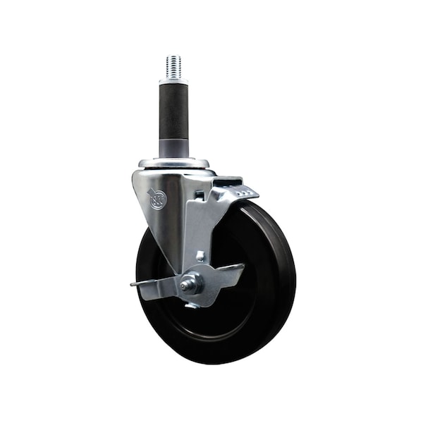 5'' SS Soft Rubber Swivel 1'' Expanding Stem Caster with Brake